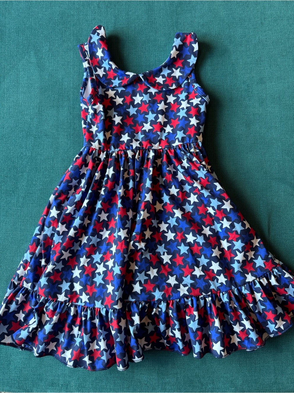 Girlhood by Little Stocking Co Star Print Sleeveless Peter Pan Dress